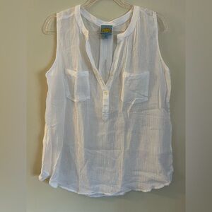 C&C California White Sleeveless Gauze Tank Top